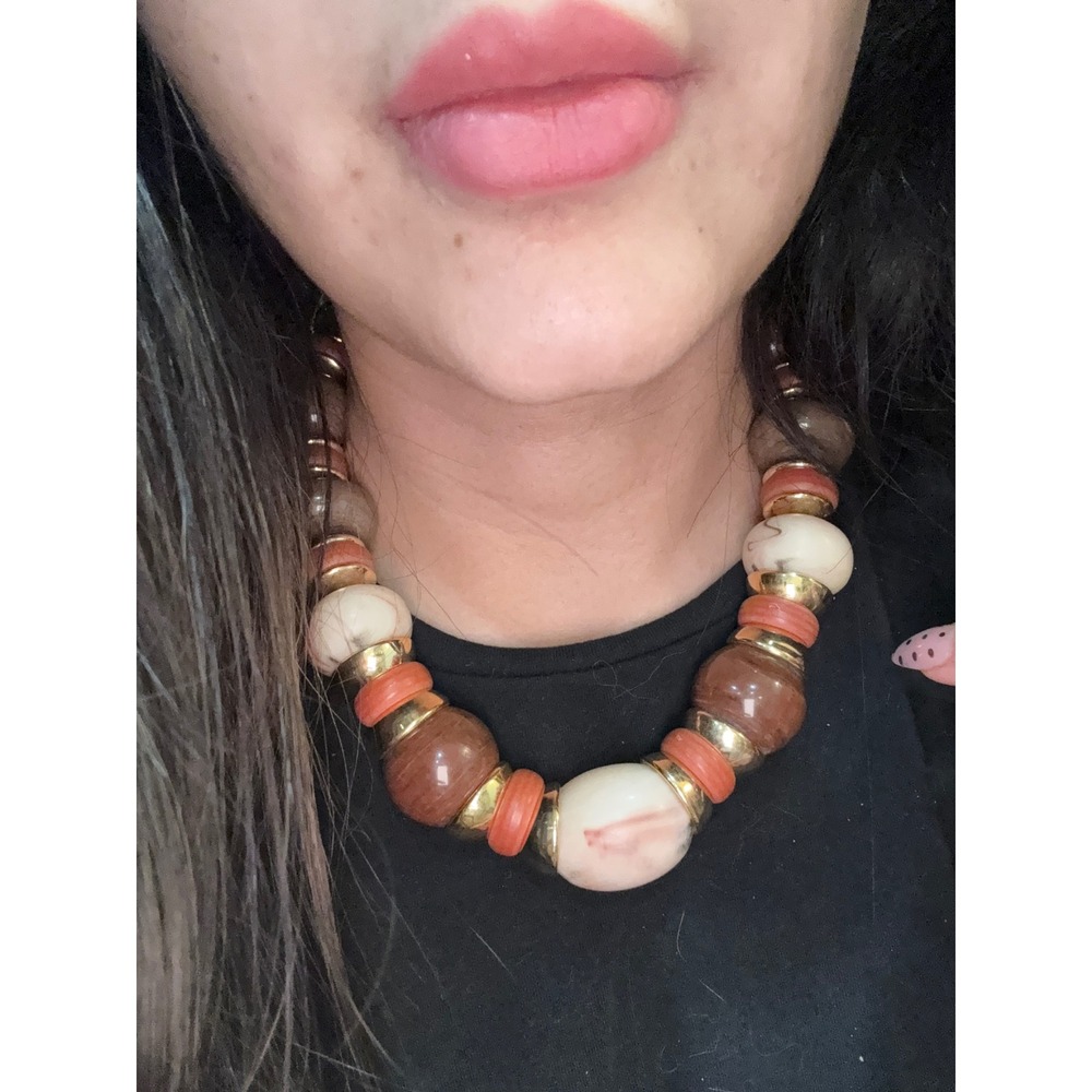 2-Napier Statement Necklace Women OS Multicolor Excel Vintage Chunky Bead Gold